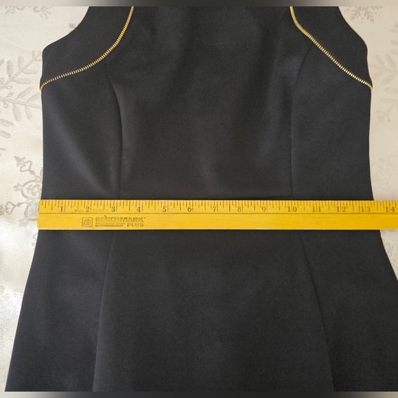 Calvin Klein Black Midi Dress with Gold Accent Zippers Special Occasion SZ 2 - Picture 7 of 11